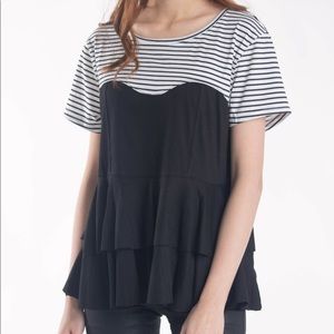 Layered Peplum Top Raw Hemlines